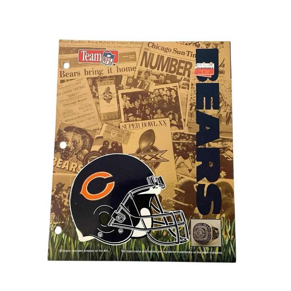 Vintage Retro NFL Chicago Bears School Folders Portfolio 1992